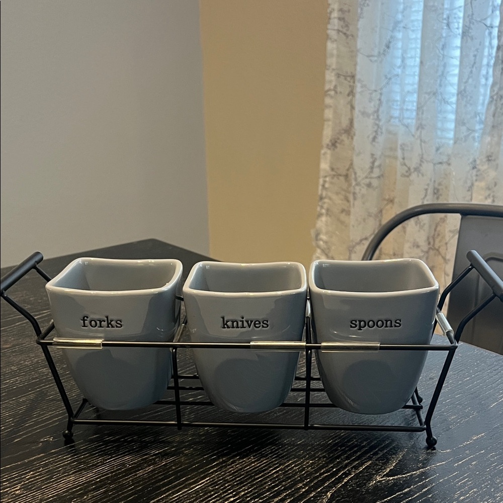 Gray Utensil Holder Set